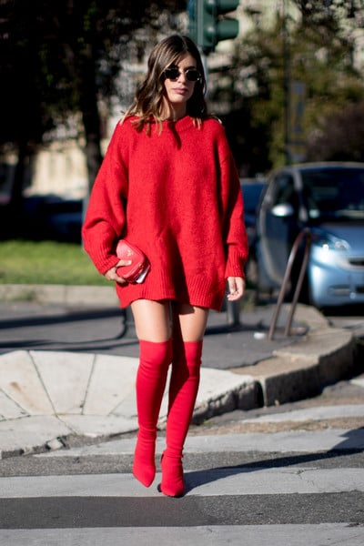 long red boots outfit