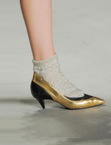 Saint laurent gold-shoes Paris fashion week ss 2014