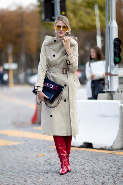 Red boots trend street styles