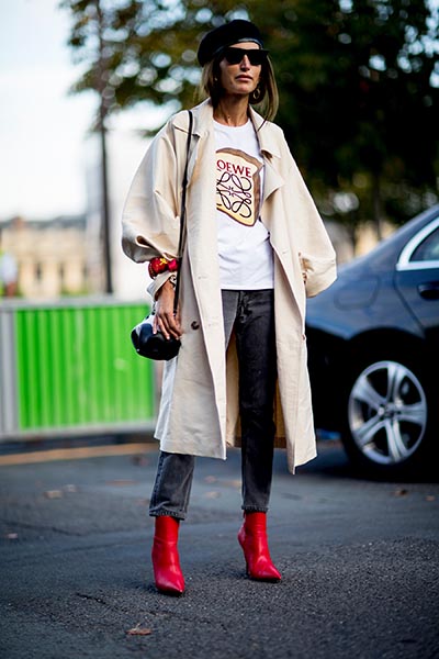 Red boots trend street styles