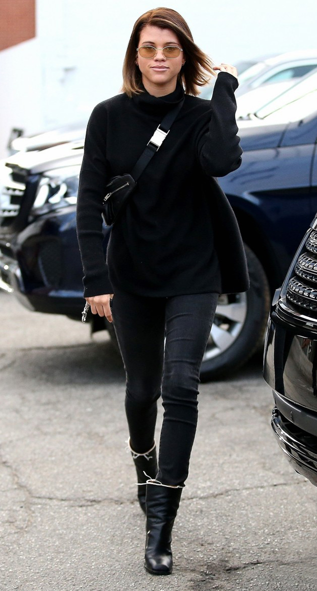 Sofia Richie Chunky Heel Ankle Boots Style