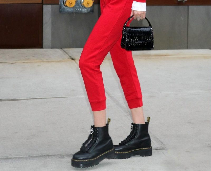 Gigi Hadid combat boots mini handbag style