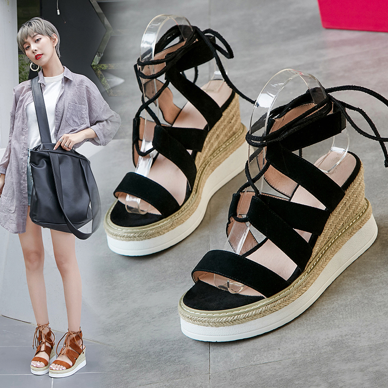 ANAMARIA LACE UP ESPADRILLE WEDGE SANDALS
