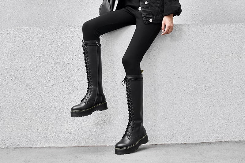 lace up knee high boots style