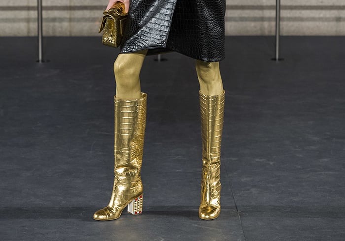 Chanel shoes pre-fall 2019 are all about metallic golden