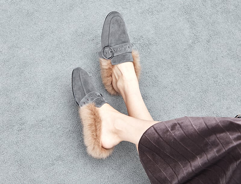 best fur lined loafer mules