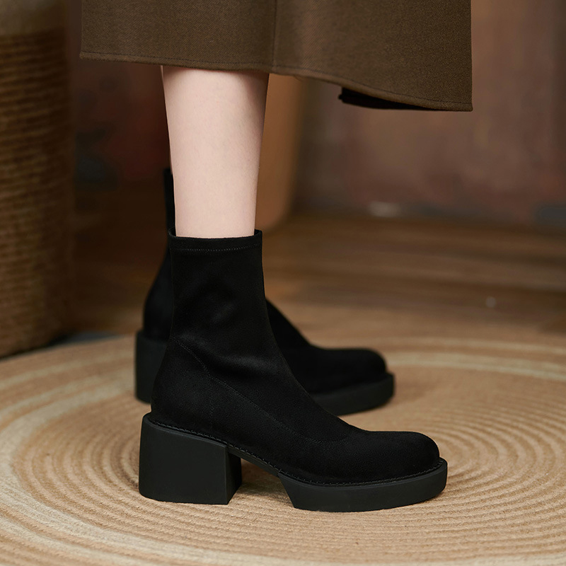 Chiko Felisha Round Toe Block Heels Boots
