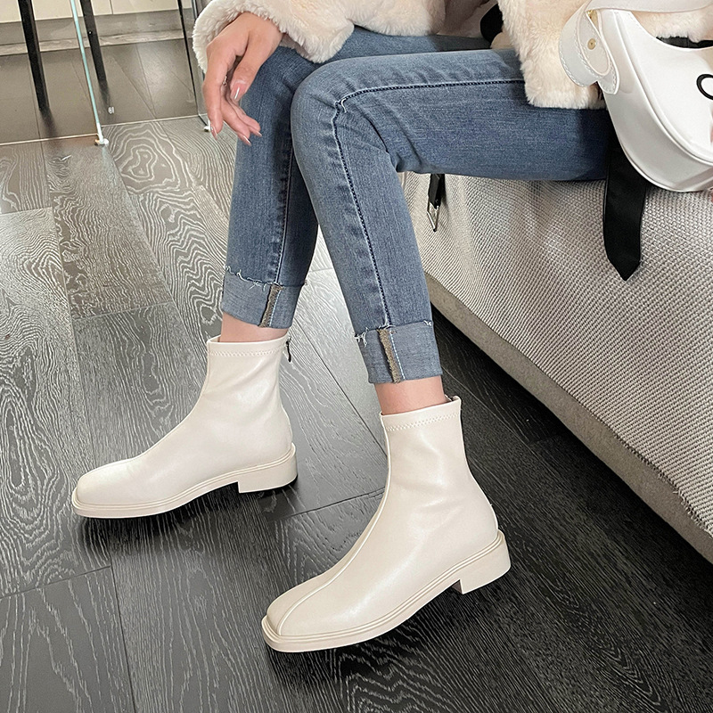 Chiko Fusca Square Toe Block Heels Boots