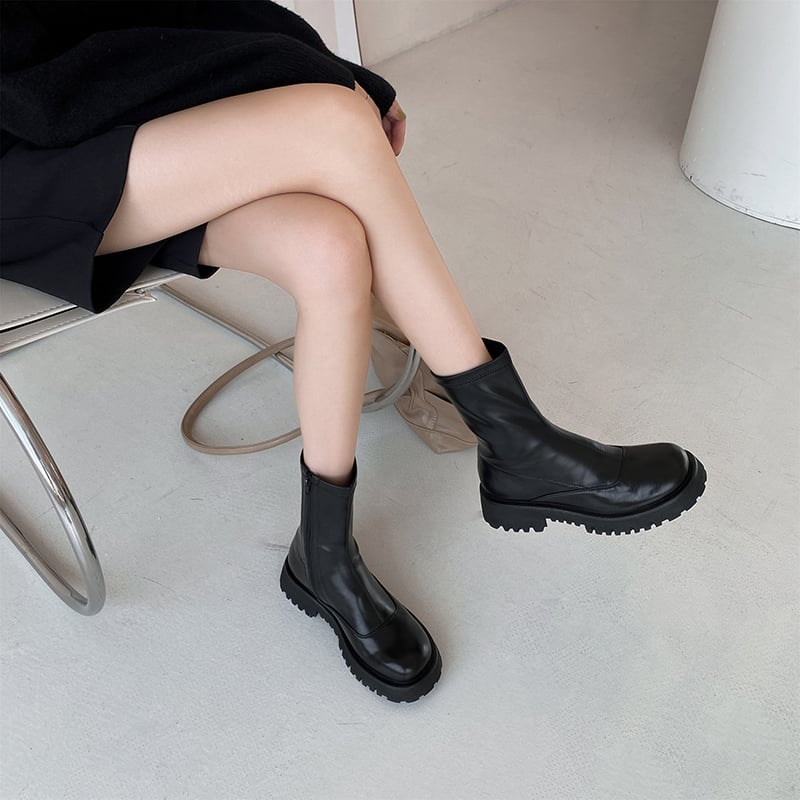 Chiko Lillyann Round Toe Block Heels Boots