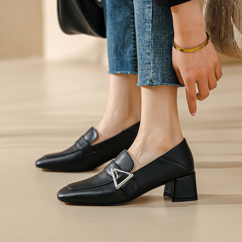 CHIKO Paula Square Toe Block Heels Loafers Shoes