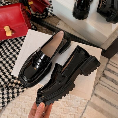 CHIKO Fernanda Square Toe Block Heels Loafers Shoes