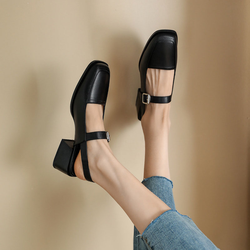 CHIKO Sonia Square Toe Block Heels Slingback Shoes
