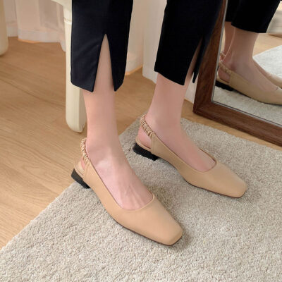 CHIKO Niranjana Square Toe Block Heels Slingback Shoes
