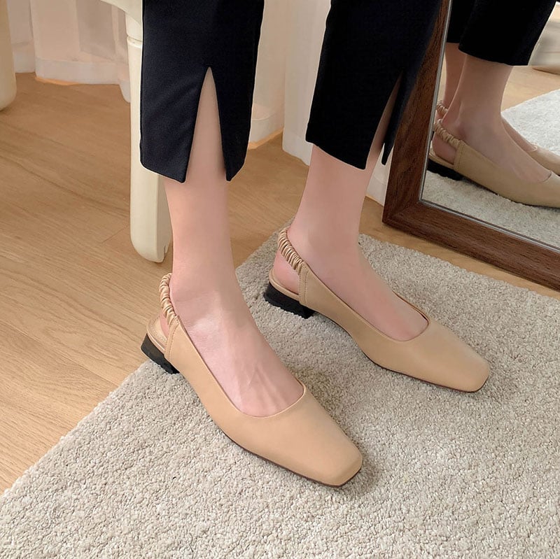 CHIKO Niranjana Square Toe Block Heels Slingback Shoes