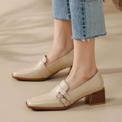 CHIKO Myka Square Toe Block Heels Loafers Shoes