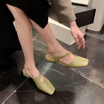CHIKO Agnetha Square Toe Block Heels Slingback Shoes