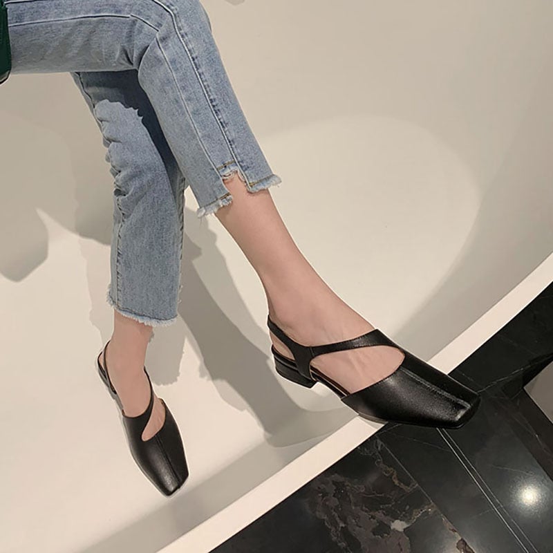 CHIKO Agnetha Square Toe Block Heels Slingback Shoes
