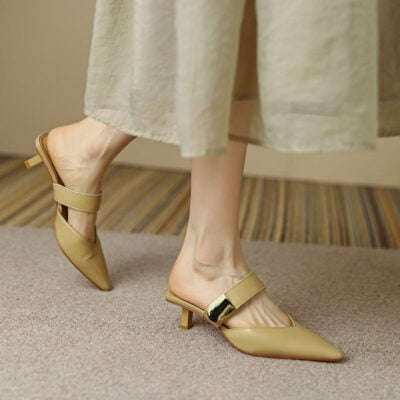 CHIKO Haneen Pointy Toe Kitten Heels Clogs/Mules Shoes