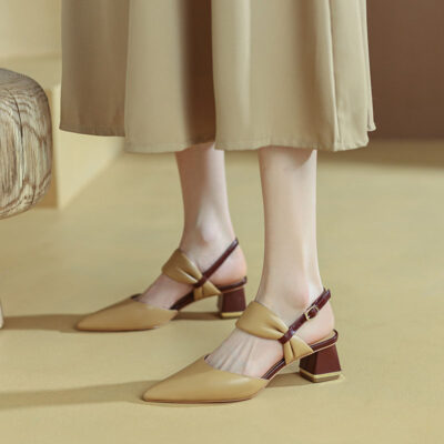 CHIKO Anunciacion Pointy Toe Block Heels Slingback Shoes