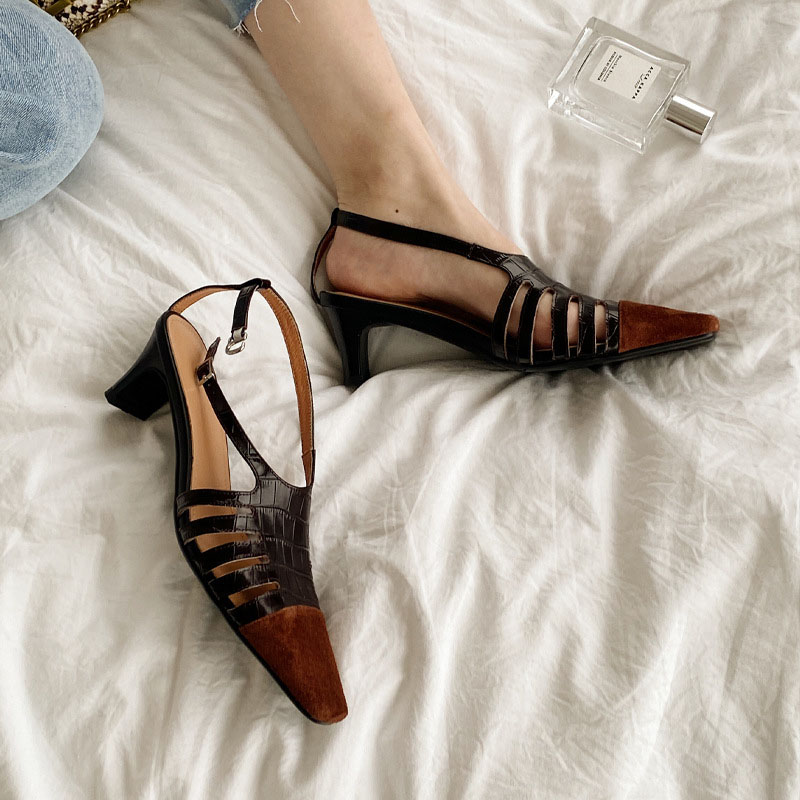CHIKO Bienvenida Square Toe Chunky Heels Slingback Shoes