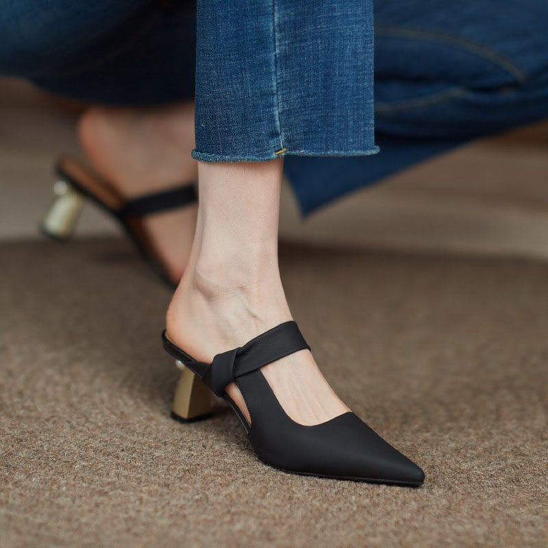 CHIKO Bonita Pointy Toe Curve Heels Clogs/Mules Shoes