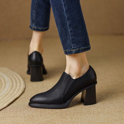 CHIKO Diega Round Toe Block Heels Loafers Shoes