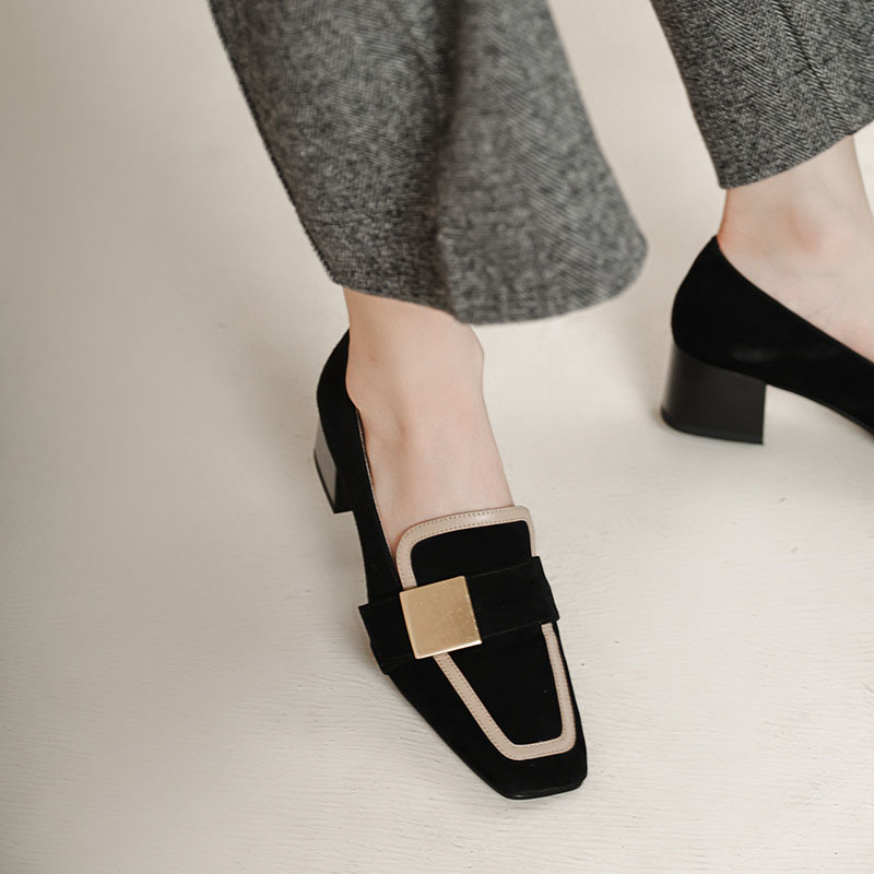 CHIKO Diomira Square Toe Block Heels Loafers Shoes