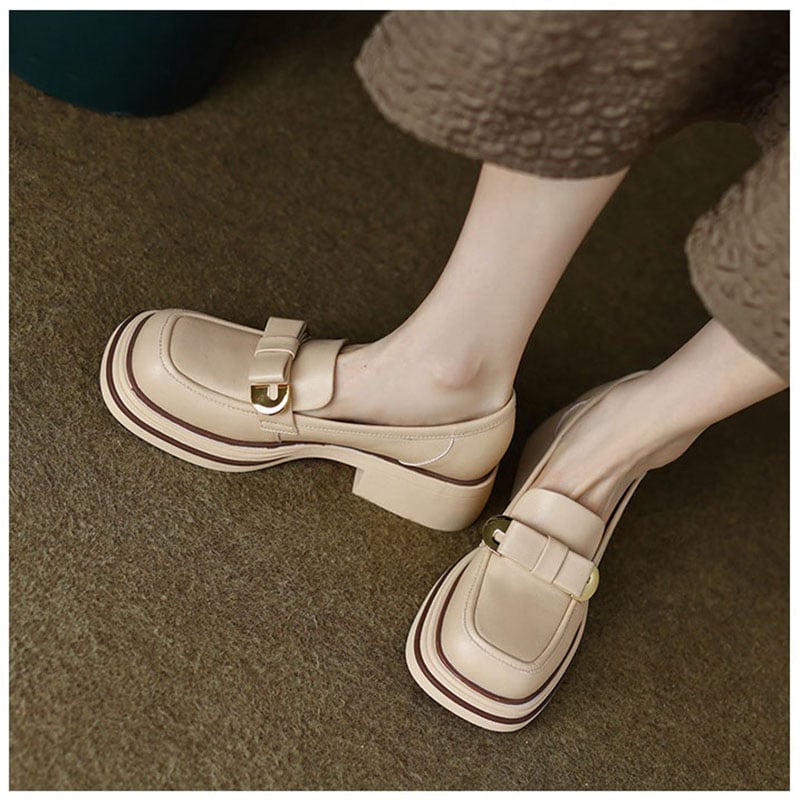 CHIKO Dionisa Square Toe Block Heels Loafers Shoes