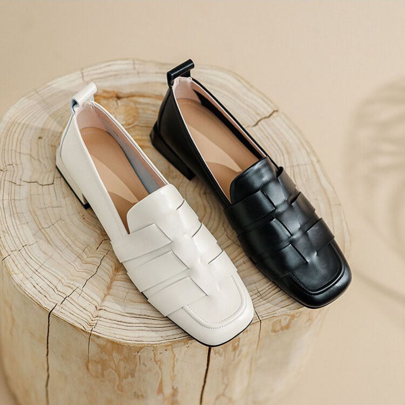 CHIKO Dionisia Square Toe Block Heels Loafers Shoes