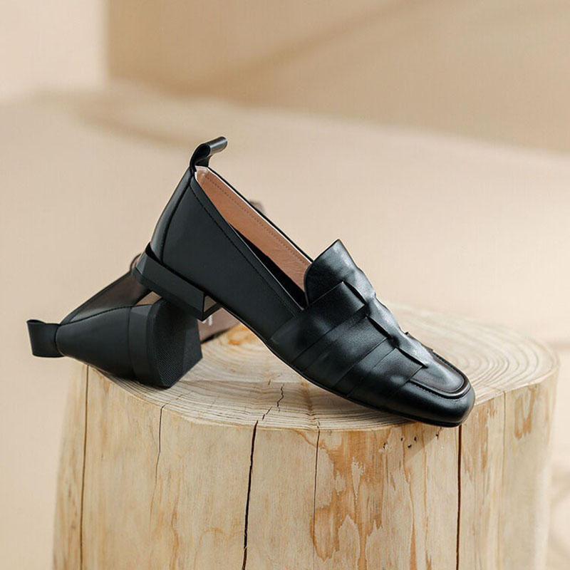 CHIKO Dionisia Square Toe Block Heels Loafers Shoes