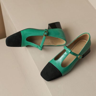 CHIKO Madeira Square Toe Block Heels T-Strap Shoes