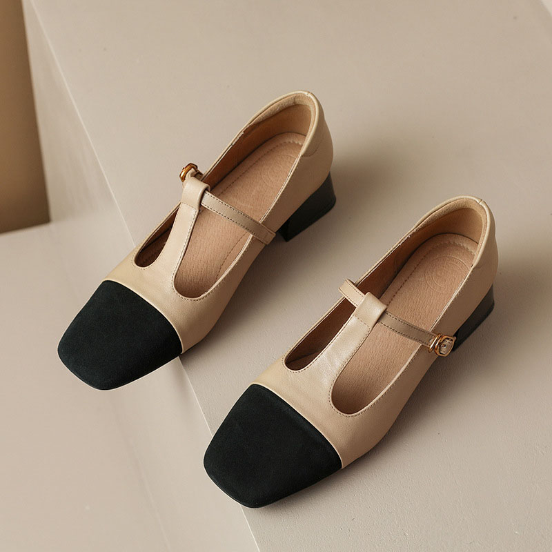CHIKO Madeira Square Toe Block Heels T-Strap Shoes