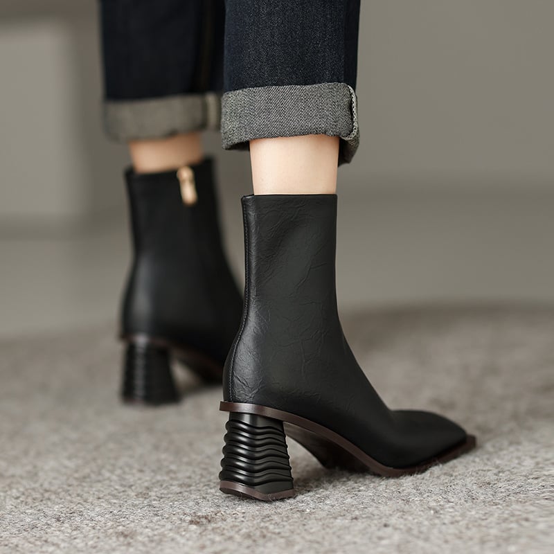 CHIKO Mariona Square Toe Block Heels Ankle Boots