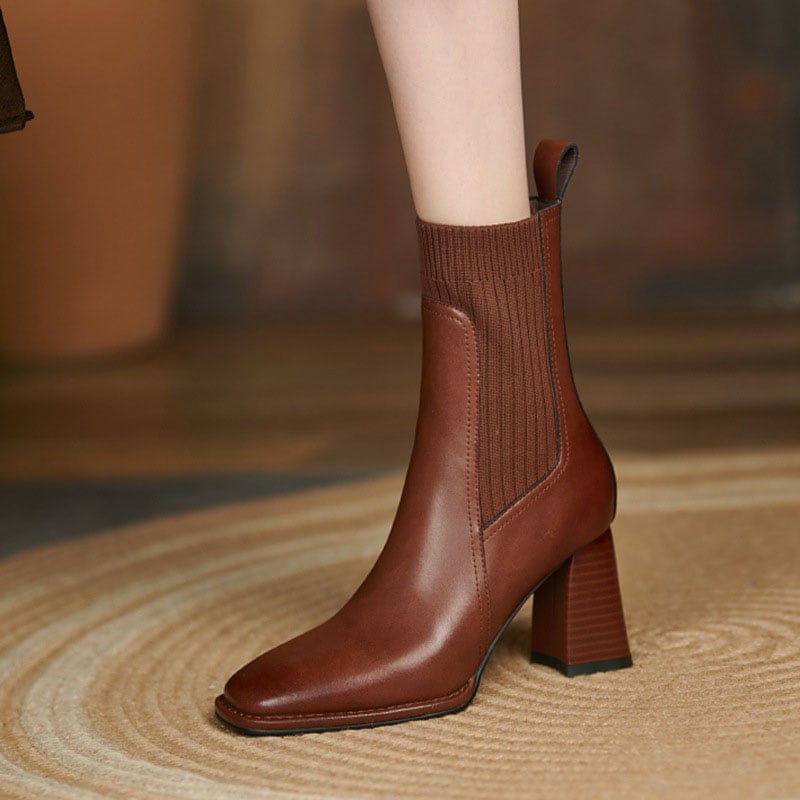 CHIKO Garbina Square Toe Block Heels Ankle Boots