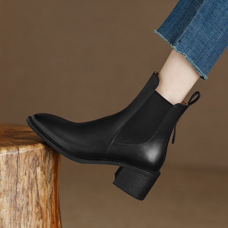 CHIKO Gimena Square Toe Block Heels Ankle Boots