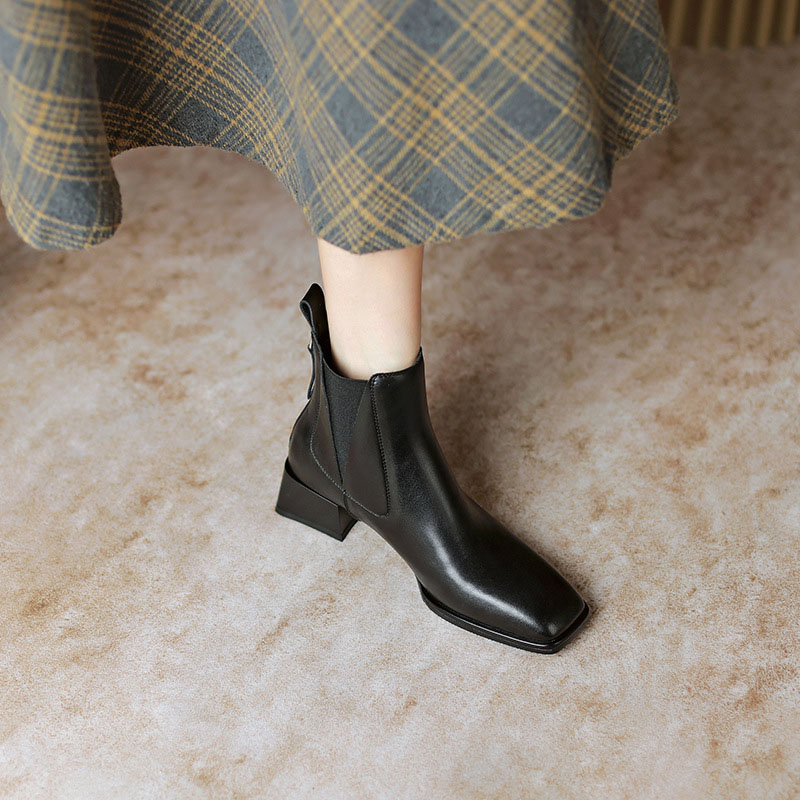 CHIKO Grisela Square Toe Block Heels Ankle Boots