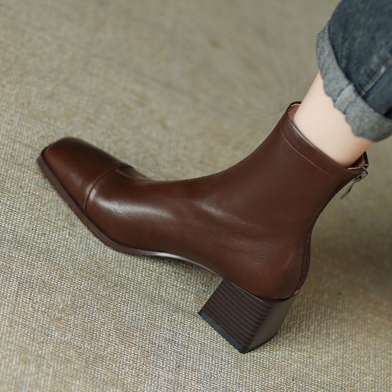 CHIKO Henar Square Toe Block Heels Ankle Boots