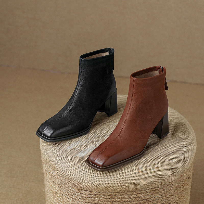 CHIKO Iquerne Square Toe Block Heels Ankle Boots