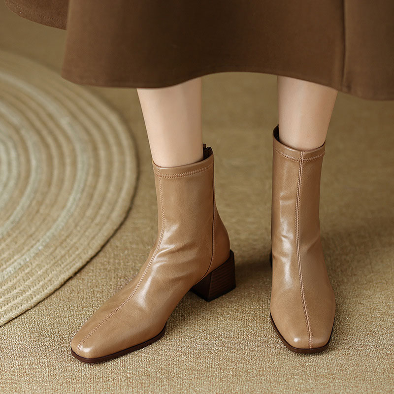 CHIKO Irimia Square Toe Block Heels Ankle Boots