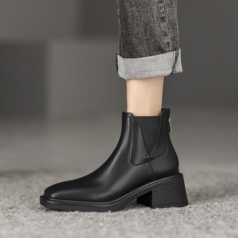 CHIKO Isabel Square Toe Block Heels Ankle Boots