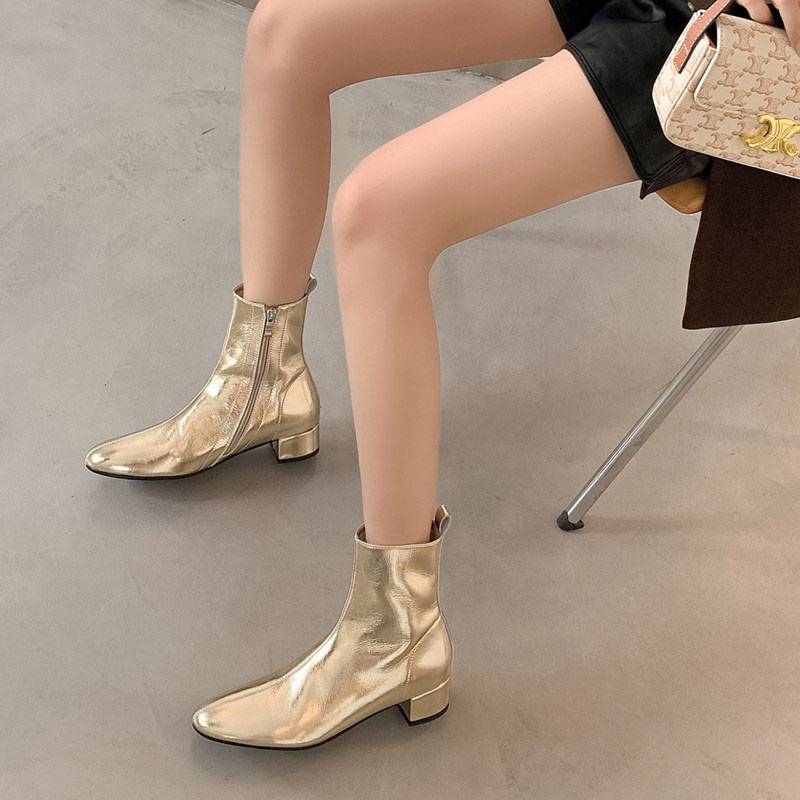 CHIKO Linda Round Toe Block Heels Ankle Boots