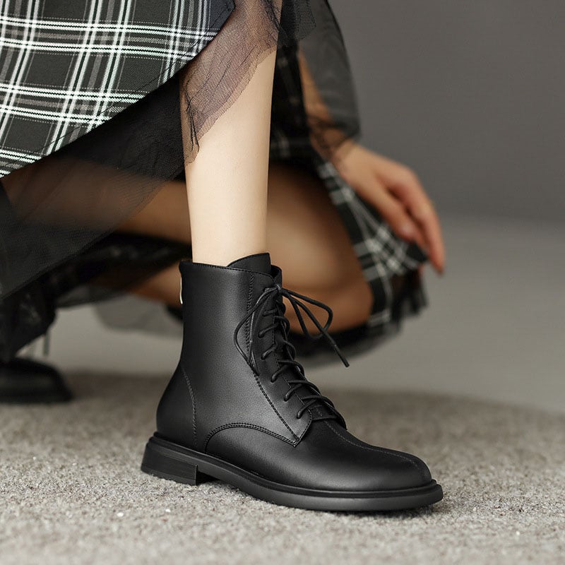 CHIKO Leia Round Toe Block Heels Ankle Boots