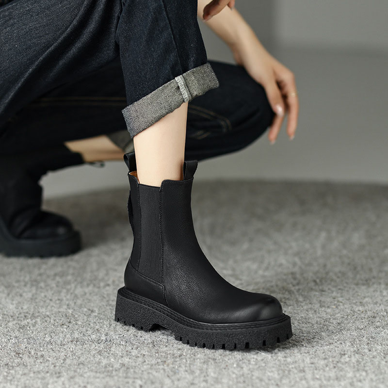 CHIKO Jadzia Round Toe Block Heels Ankle Boots