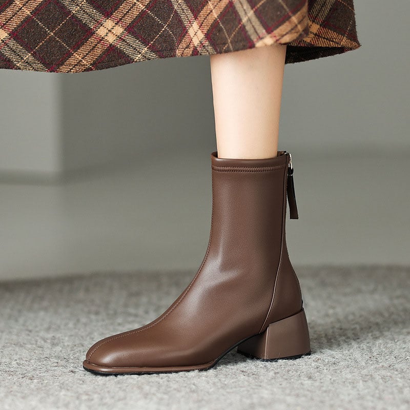 CHIKO Marianela Square Toe Block Heels Ankle Boots