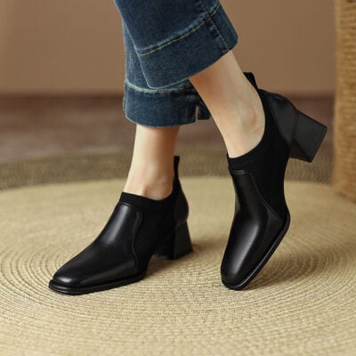 CHIKO Manda Square Toe Block Heels Ankle Boots
