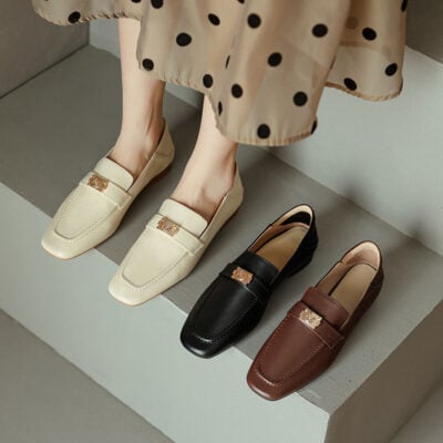 CHIKO Modesta Square Toe Block Heels Loafers Shoes
