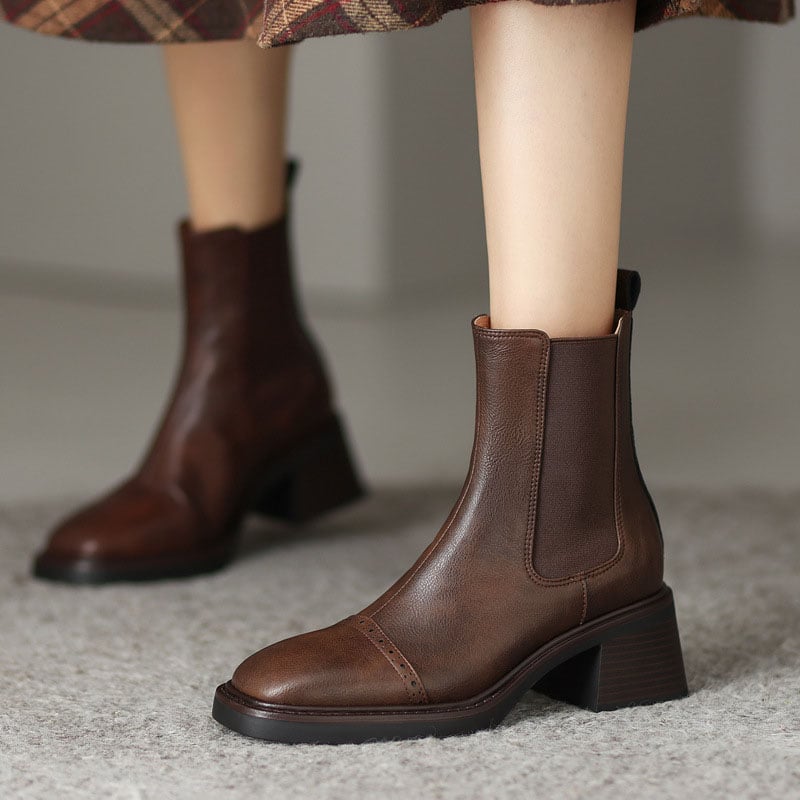 CHIKO Nilda Square Toe Block Heels Ankle Boots