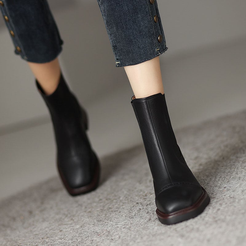 CHIKO Nilda Square Toe Block Heels Ankle Boots