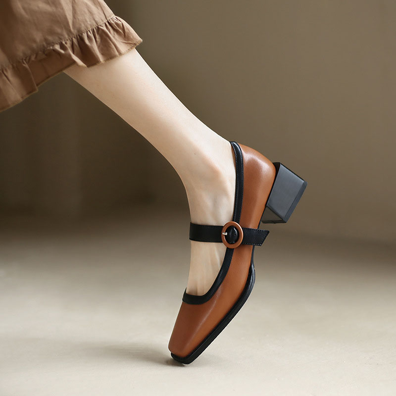 CHIKO Nuela Square Toe Block Heels Mary Jane Shoes