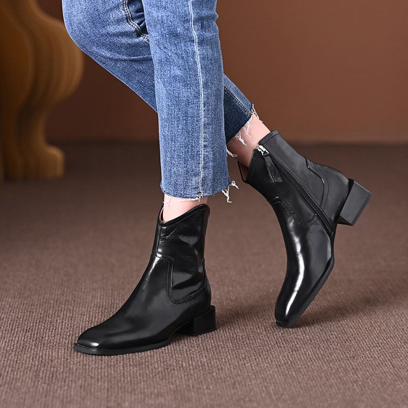 CHIKO Odanda Square Toe Block Heels Ankle Boots